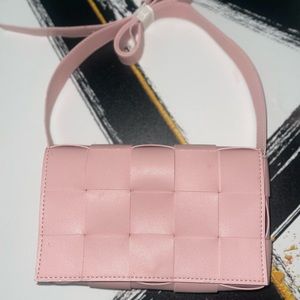 Mauve Pink Woven Cross-body Bag